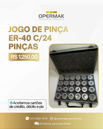 Jogo de Pinça ER-40 com 24 Peças