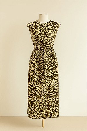Vestido Animal Print Oncinha Bolso