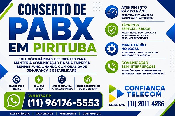 Conserto de PABX em Pirituba (11) 2011-4286