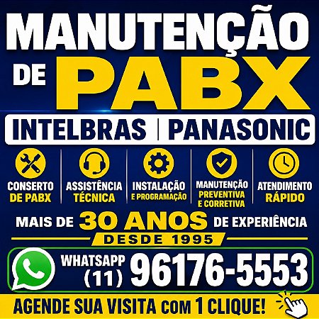 Manutenção de PABX Intelbras e Panasonic