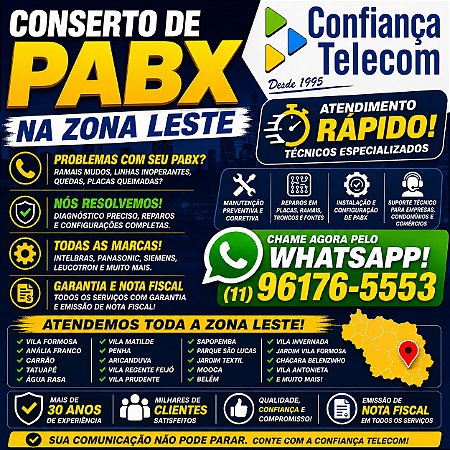 Conserto de PABX na Vila Formosa