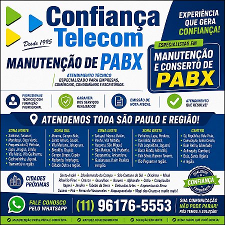 Manutenção de PABX em São Paulo (11) 2011-4286