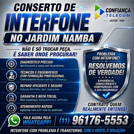 Conserto de Interfone no Jardim Namba