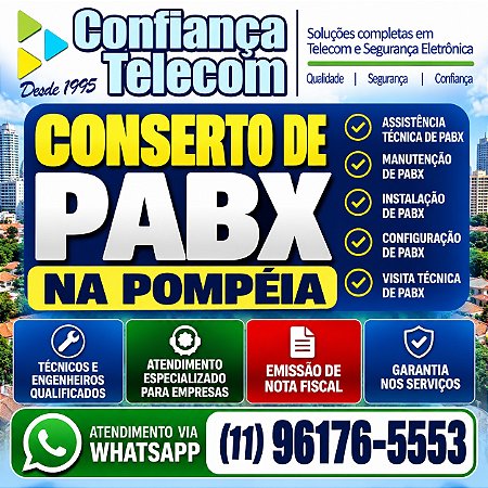 Conserto de PABX na Pompéia (11) 2011-4286