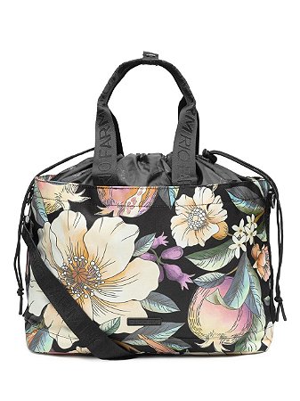 Bolsa Feminina Totebag Carioca Romance em flor - Preto