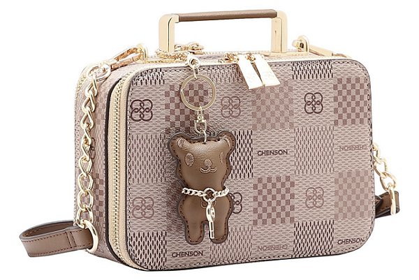 Bolsa Feminina Chenson Original Elemento Gráfico Transversal Marrom