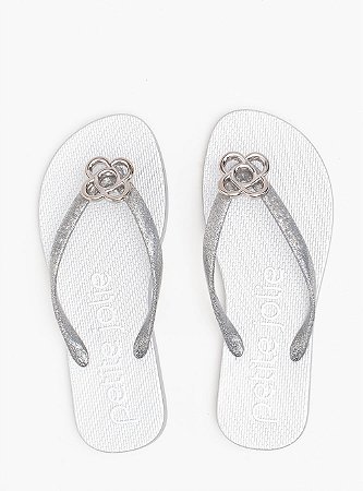 Chinelo Petite Jolie Fresh Full Glitter Prata PJ7704
