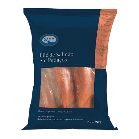 File de Salmão em pedaços congelado 500gr DAMM (PX0142005J) caixa com 10 unidades