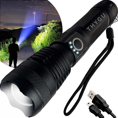 Lanterna Mais Forte Do Mundo Tática Potente Recarregável Usb