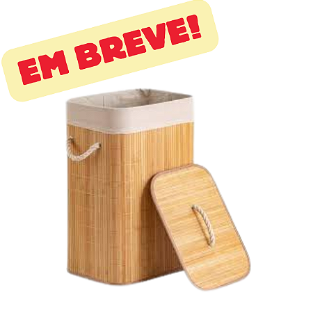 Cesto De Roupa Suja De Bambu Com Tampa E Alças 50 Litros Thygu