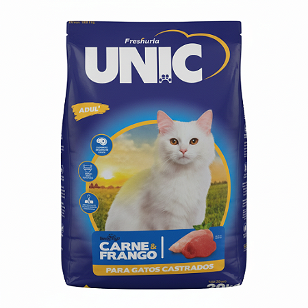 Ração Unic Para Gatos Castrados Sabor Carne e Frango 20kg