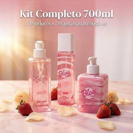 Kit 3 Blow Girl Sabonete Hidratante Body Splash Morango Pele Cheirosa