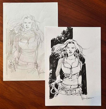 Arte Original Pirata Publicada no Artbook Vol 3 + estudo