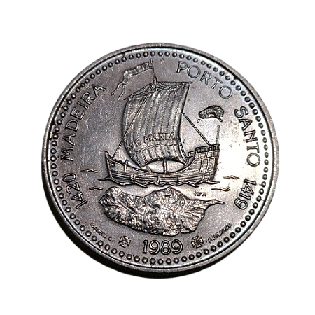 Moeda 100 Escudos Portugal 1986 -	II Série Descobrimentos - Porto Santo e Madeira