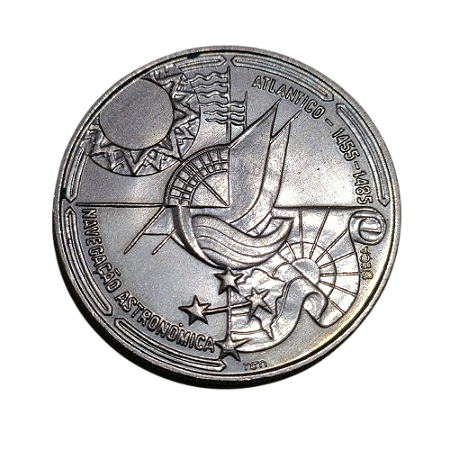 Moeda 100 Escudos Portugal 1990 - Série Descobrimentos - A Conquista do Atlântico - Navegação Astronómica