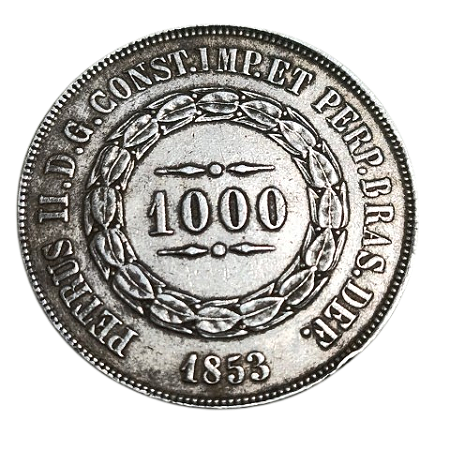 Moeda de 1000 Réis - Ano 1853 - Império do Brasil