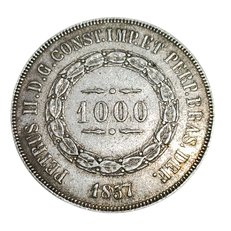 Moeda de 1000 Réis - 1857 - Império do Brasil