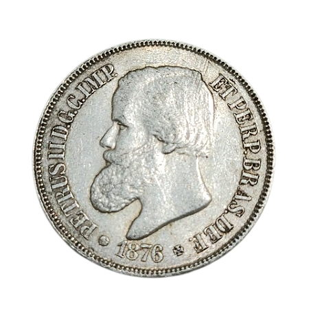Moeda 1000 Réis 1876 Prata - Império do Brasil