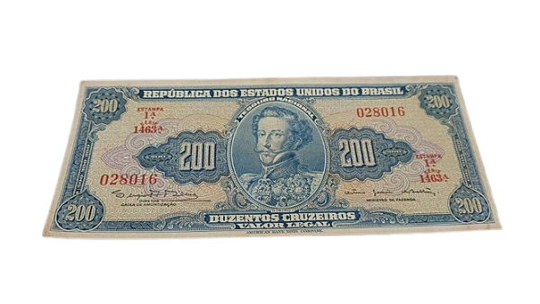 Cédula 200 Cruzeiros 1ª Estampa D. Pedro I - Série 1463 MBC