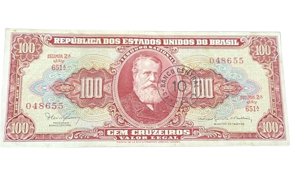 Cédula de 10 Centavos sobre 100 Cruzeiros de D. Pedro II - Escolha a serie