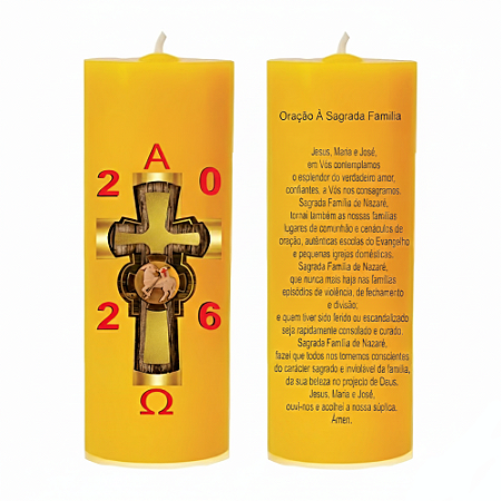 Mini Círio Pascal 14cm - Cordeiro Amarelo