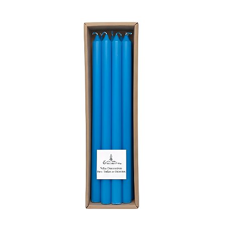 Vela par Castiçal Azul 8 Unidades 26CM
