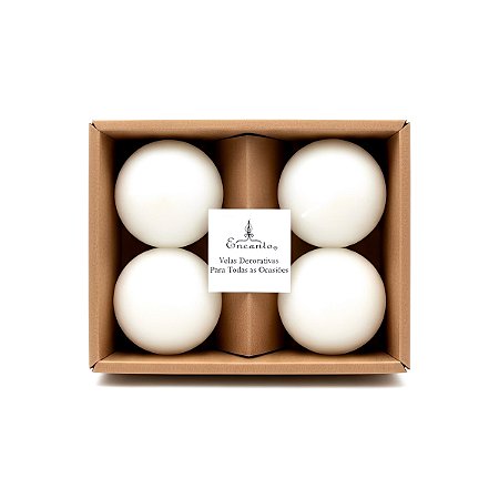 Velas Bola Branca 4 Unidades 6 Cm