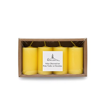 Vela Decorativa amarelo 4 uni 6cm Decoração