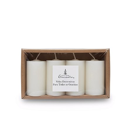 Vela Decorativa Branca 4 uni 6cm Decoração