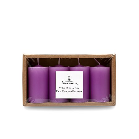 Vela Decorativa Lilás  4 uni 6cm Decoração