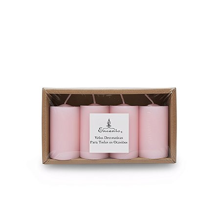 Vela Decorativa Rosa 4 uni 6cm Decoração