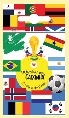 Adesivo na Caixinha com 48 bandeiras da Copa do Mundo