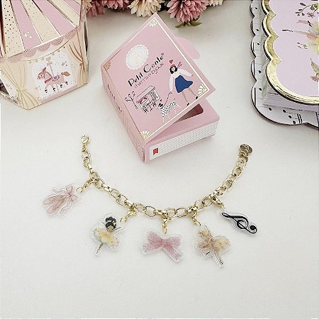 Pulseira com 5 charms Petit Conte Bailarinas e Música