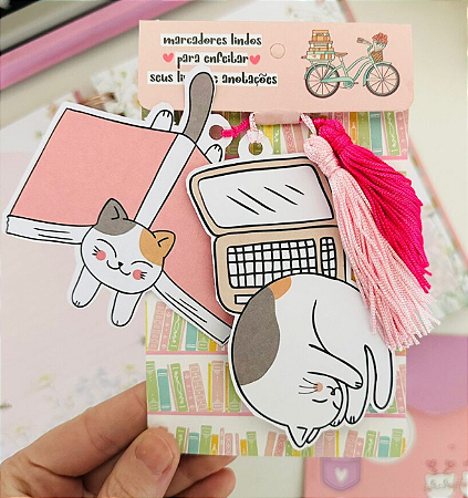 Kit com dois marcadores de Livro de gatinho
