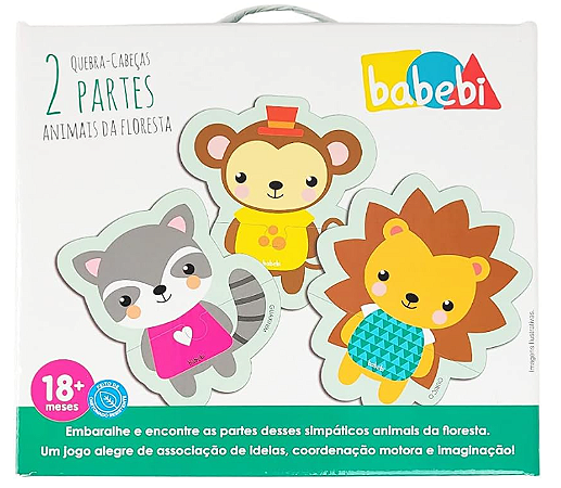 Quebra-cabeça 2 partes animais da floresta