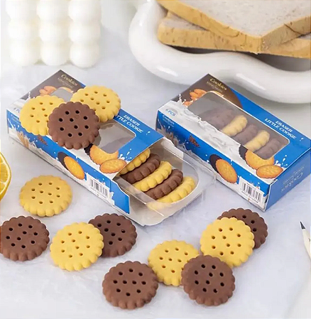 Kit de borrachas biscoitinhos com caixinha