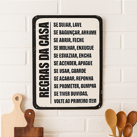 Placa Regras Da Casa - Quadro de Decoração Geek 20x30cm