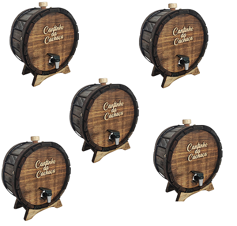 Kit 5 Pingometro Rústico Barril Dosador Tonel de Pinga Barrica Cachaça