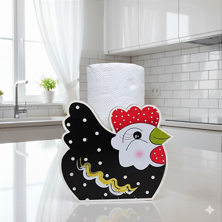 Kit 5 Suporte Porta Rolo Papel Toalha Decoração Galinha Cozinha