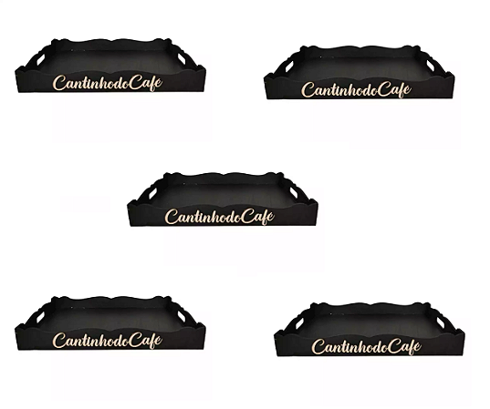 Kit 5 Bandejas Arabesco MDF Pintada Para Cantinho Do Café Decoração Organização Cozinha