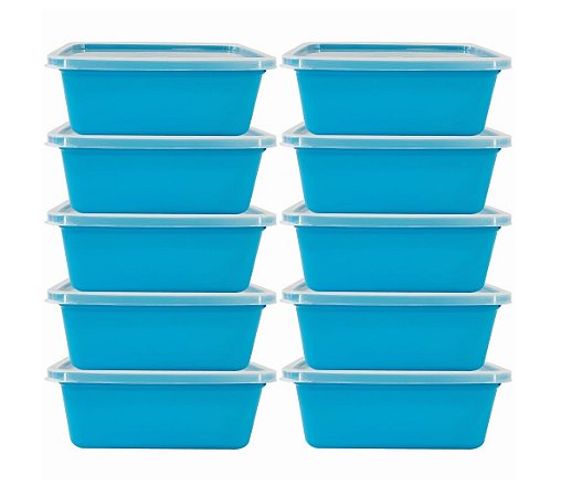 Kit 60 Potes Hermético Retangular de Plástico Color 1 litro