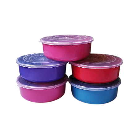Kit 60 Potes Redondo Color Plástico tampa Transparente 600 ml