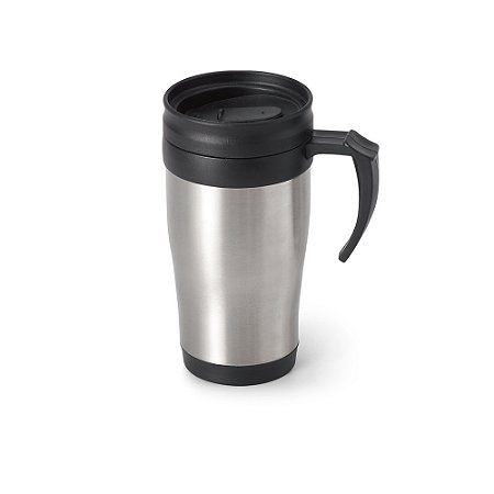 Caneca de Viagem Térmica de Aço Inox e PP - 420 mL. Mínimo 50 unidades.