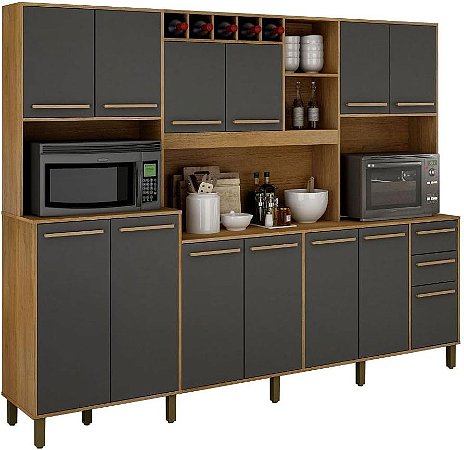 Armário para Cozinha 12 Portas 3 Gavetas Agata Valdemóveis