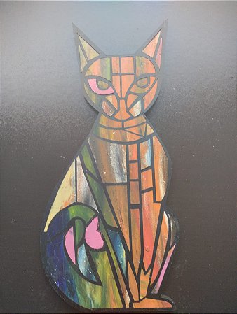 gato Egipicio pintado acrilica
