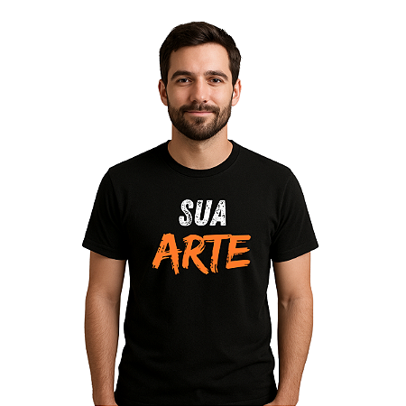 Camiseta 100% Algodão Personalizada - Cor Preta