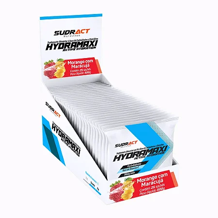 Hydramaxi - Display c/ 25 sachês - Sudract Nutrition Morango com Maracuja