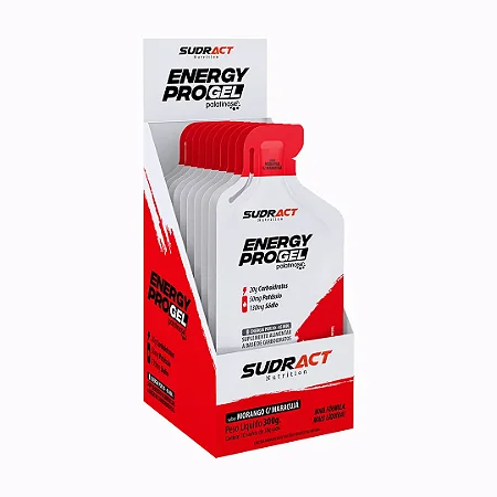 Energy Pro Gel 10 sachês de 30g - Sudract Nutrition Morango com maracuja