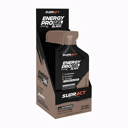 Energy Pro Gel Black - Sudract Com Taurina e Cafeína 10 sachês cafe expresso