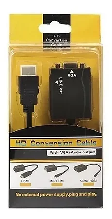 Adaptador HDMI para VGA com Cabo de Áudio P2